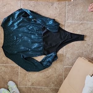 Satin leopard print body suit